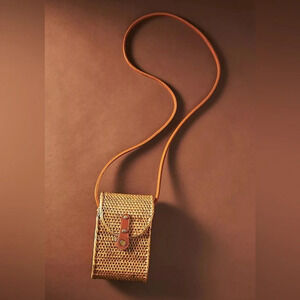 Anthropologie Bali Phone Rattan Bag